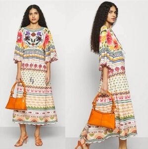 FARM Rio Salt Island Midi Dress Embroidery Beaded NWT XL RARE $345